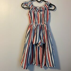 Bonnie Jean “4th Of July AMERICANA" Skirted Shorts Walk-Through Romper size 5